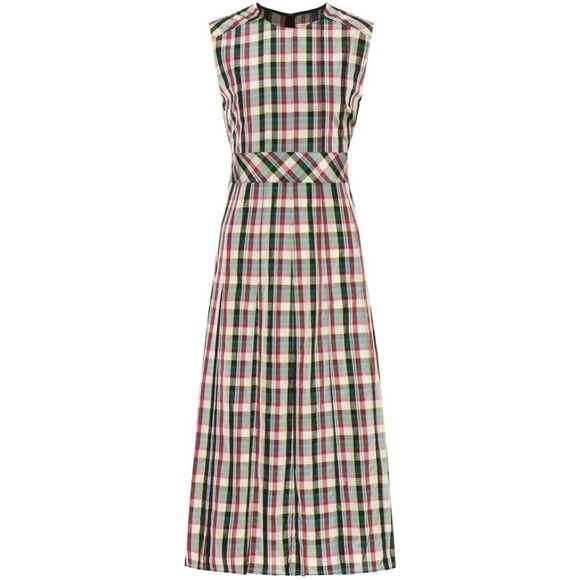 NWT BURBERRY Aria Achni Pleat Detail Check Midi Dress Size 38 US 4 - Picture 9 of 16